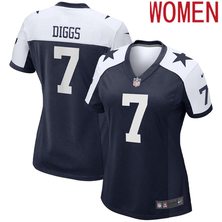 Women Dallas Cowboys #7 Trevon Diggs Nike Navy Alternate Game NFL Jersey